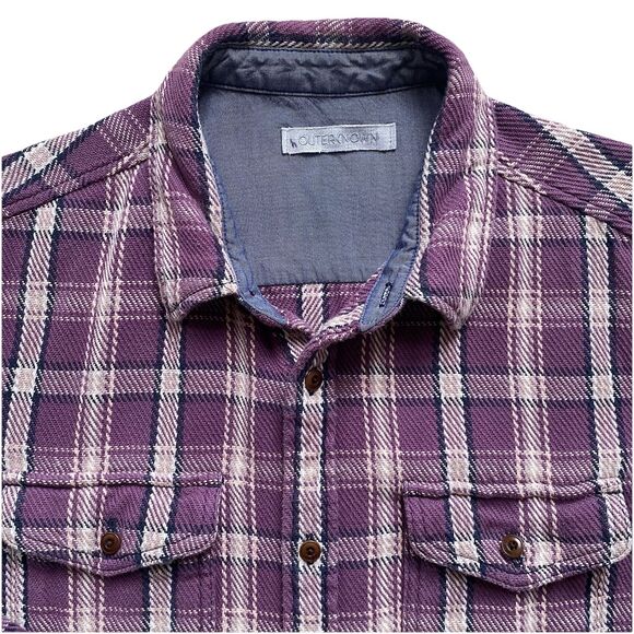 Outerknown Purple Plaid Blanket Shirt Flannel Medium Cotton Heavy Thick - Picture 1 of 8